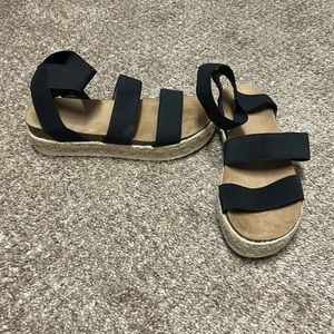 Time And Tru Sandals with Ankle Strap Black and Tan Size 9